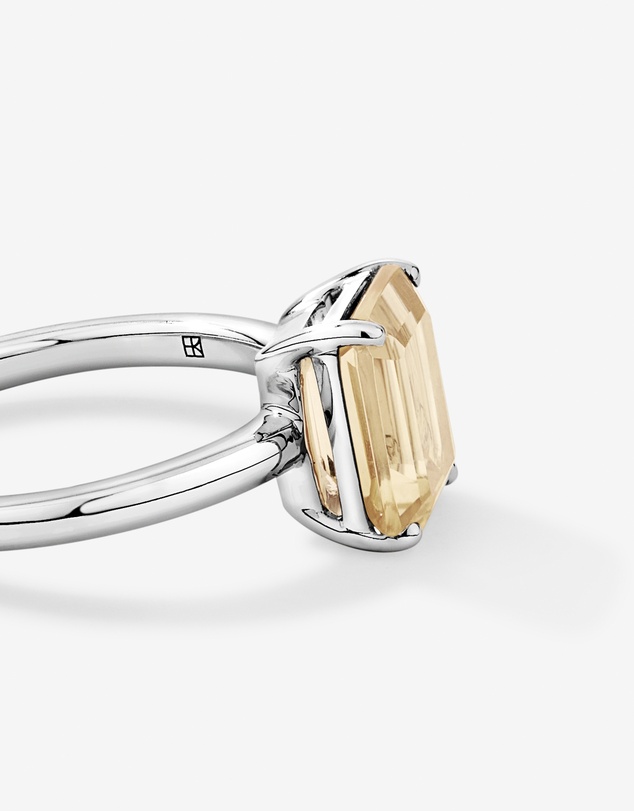 Michael Hill - Emerald Cut Soft Champagne Citrine Solitaire Ring in Sterling Silver
