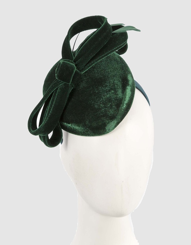 Max Alexander - Velvet Green Winter Pillbox Fascinator