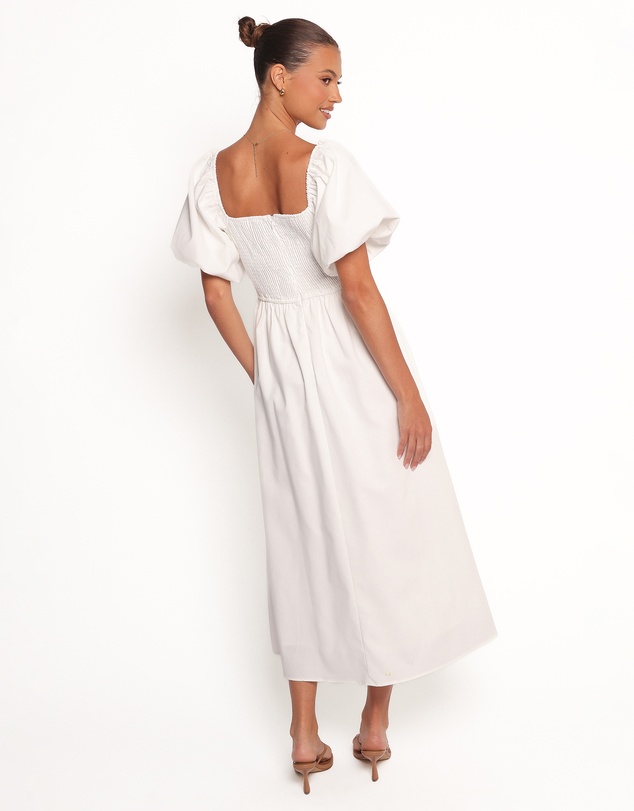 Petal & Pup - Clo Puff Sleeve Midi Dress - White