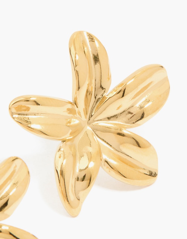 Lovisa - Waterproof Gold Plated Stainless Steel Frangipani Flower Stud Earrings