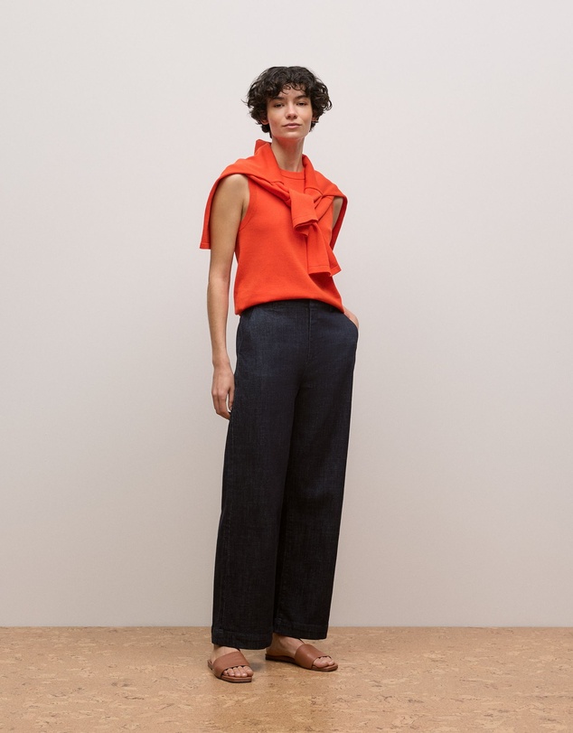 Trenery - Australian Cotton Blend Denim Tailored Pant in Blue Black