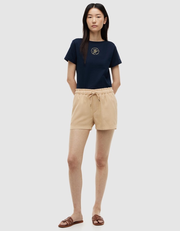 Tommy Hilfiger - Metallic Logo Embroidery Boat Neck T-Shirt