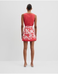 Country Road - Organically Grown Linen Print Fray Mini Skirt