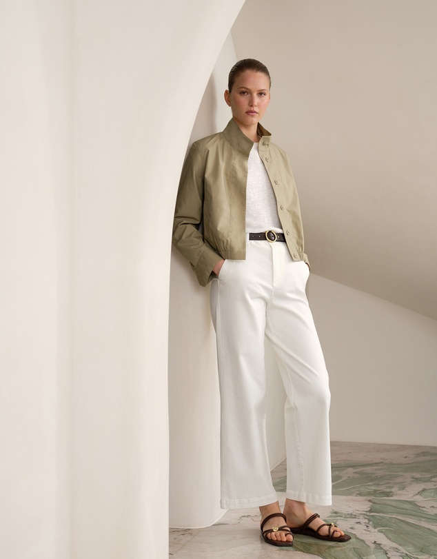 Trenery - Funnel Neck Bomber Jacket in Olive Brown