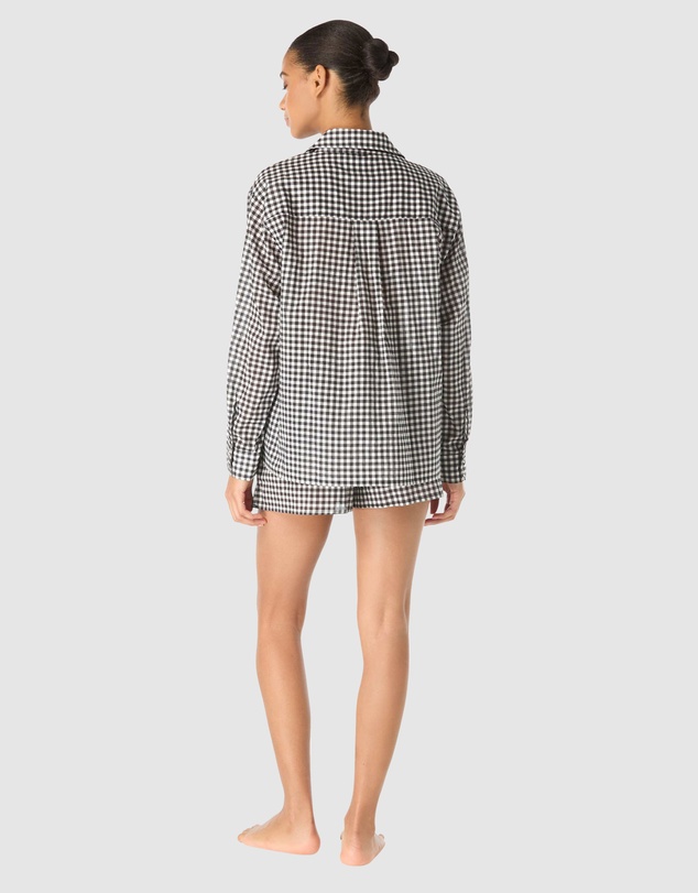 Michael Kors - Boho Gingham Cotton Long-Sleeve Beach Shirt Cover Up