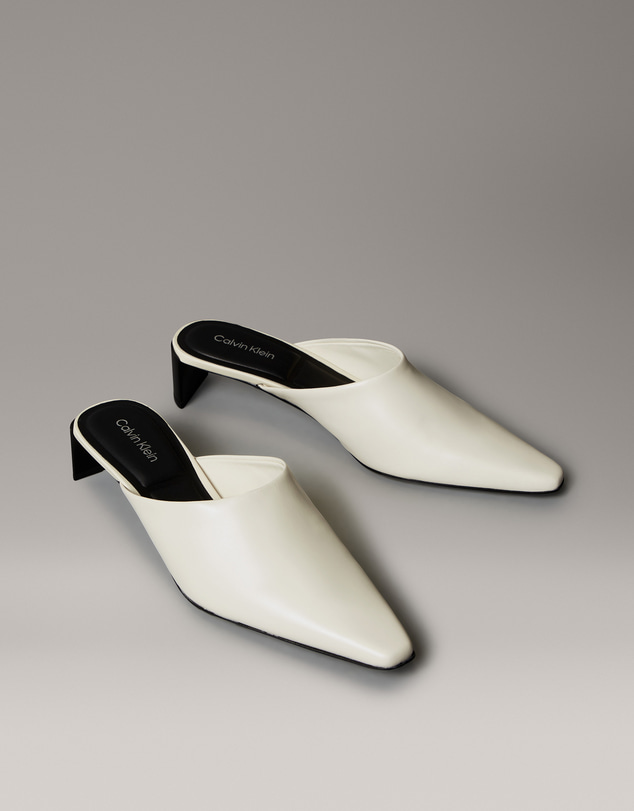 Calvin Klein - Leather Kitten Heel Mules