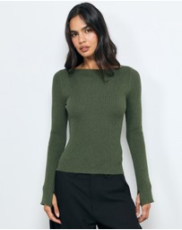 AERE - Eden Cashmere Blend Boat Neck Top