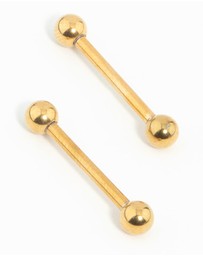 Lovisa - Gold Plated Surgical Steel Plain Ball Nipple Bars 2-Pack