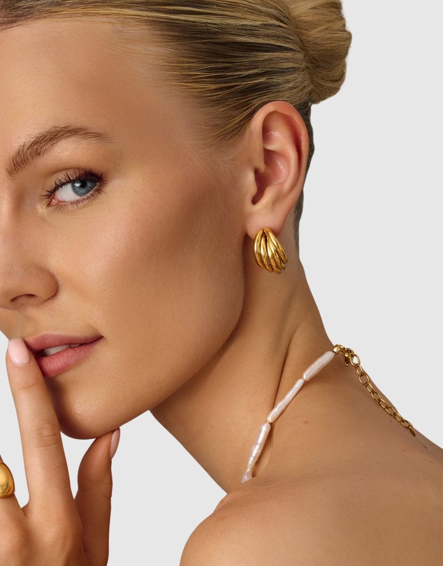 Nialaya Jewellery - Bold Layered Hoops in Gold