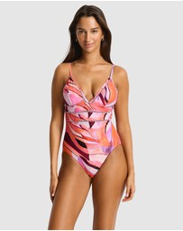 Sea Level Australia - Neon Wave Cross Back Tri One Piece
