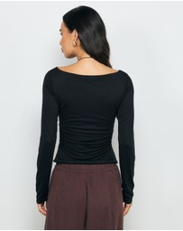 AERE - Cupro Boat Neck Top