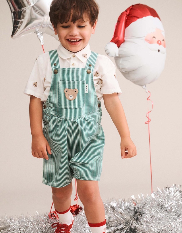 Huxbaby - Mistletoe Stripe Christmas Shortall - Babies-Kids