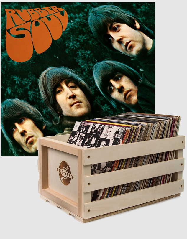 Universal Music - Crosley Record Storage Crate & The Beatles Rubber Soul - Vinyl Album Bundle