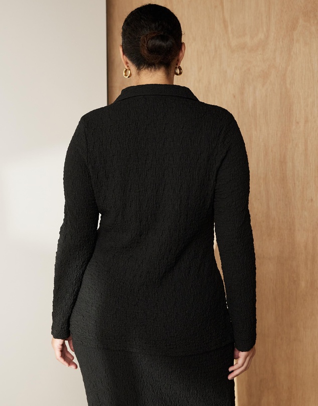 Atmos&Here Curvy - Sumi Textured Long Sleeve Top