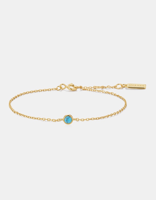 Ania Haie - Gold Bezel-Set Lab-Created Turquoise Solitaire Bracelet