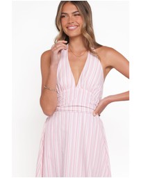 Petal & Pup - Marie Halterneck Maxi Dress - Pink Stripe