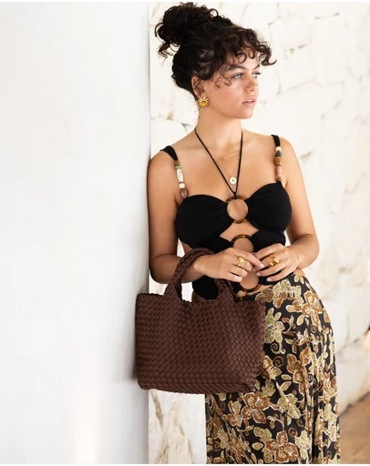 Chuchka - Woven Neoprene Mini Tote - Choc Brown