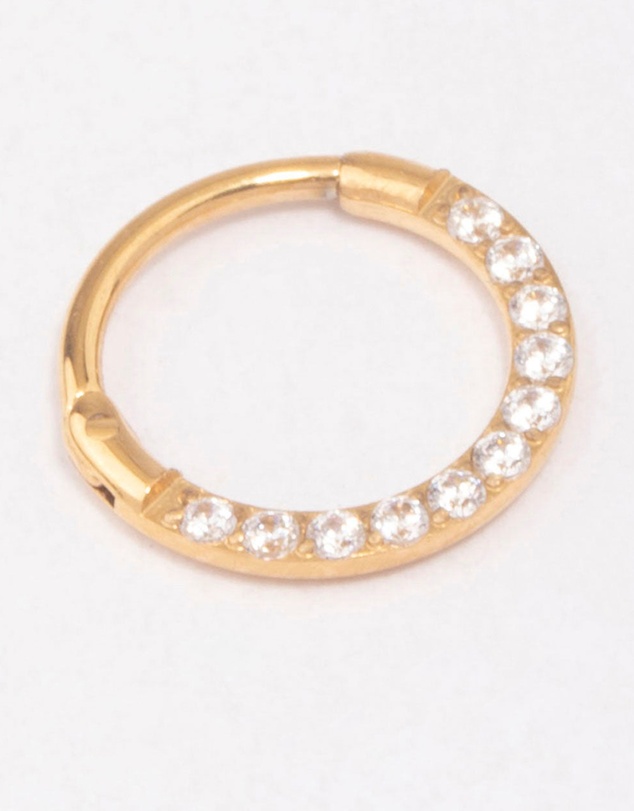 Lovisa - Gold Plated Cubic Zirconia Clicker Earrings 7mm