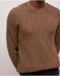 Trenery - Merino Cable Knit Crew in Sierra