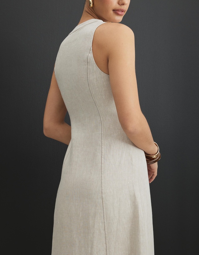 AERE - Sierra Linen Button Down Midi Dress