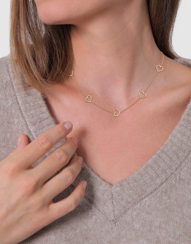 Elli Jewelry - Necklace Heart Cut-Out Design 925 Sterling Silver Gold-Plated