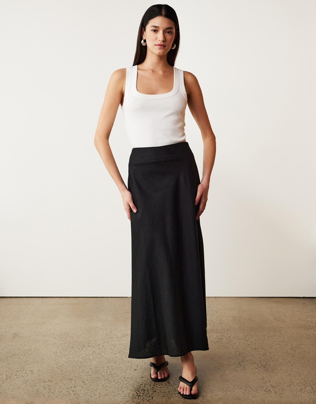 Atmos&Here - Celina Linen Blend Midi Skirt