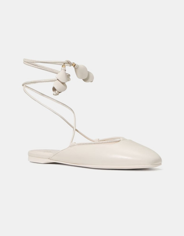 Kate Spade - Eloise Floral Smooth Leather Ankle Wrap Mule Flats