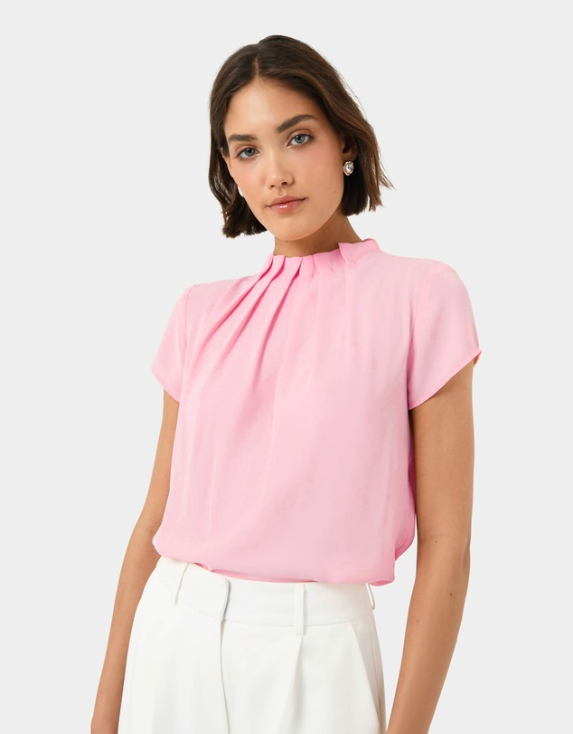 Forcast - Olivia Pleated High Neck Top