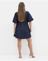 City Chic - Plus size Rodeo Denim Mini Dress - dark wash