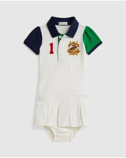 Polo Ralph Lauren - Color-Blocked Mesh Polo Dress & Bloomer - Babies