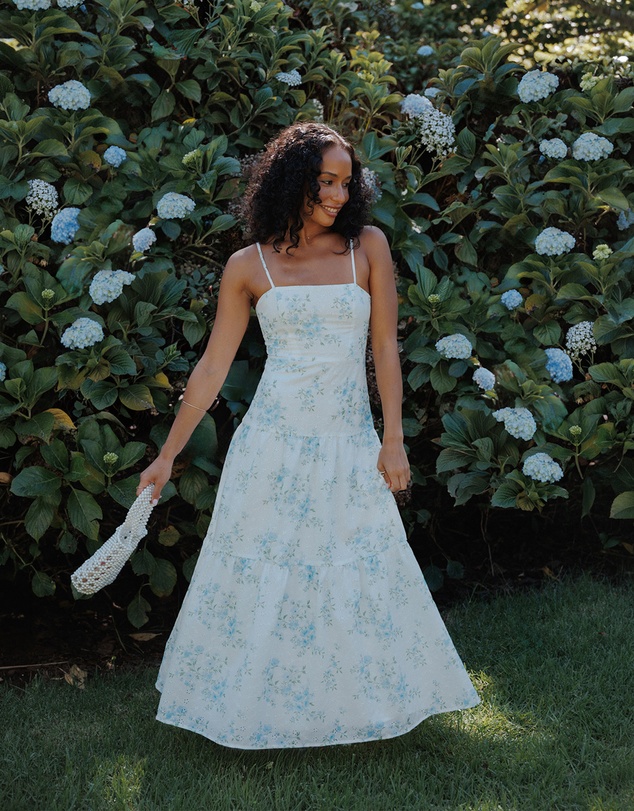 Petal & Pup - Botanique Midi Dress - Blue Floral