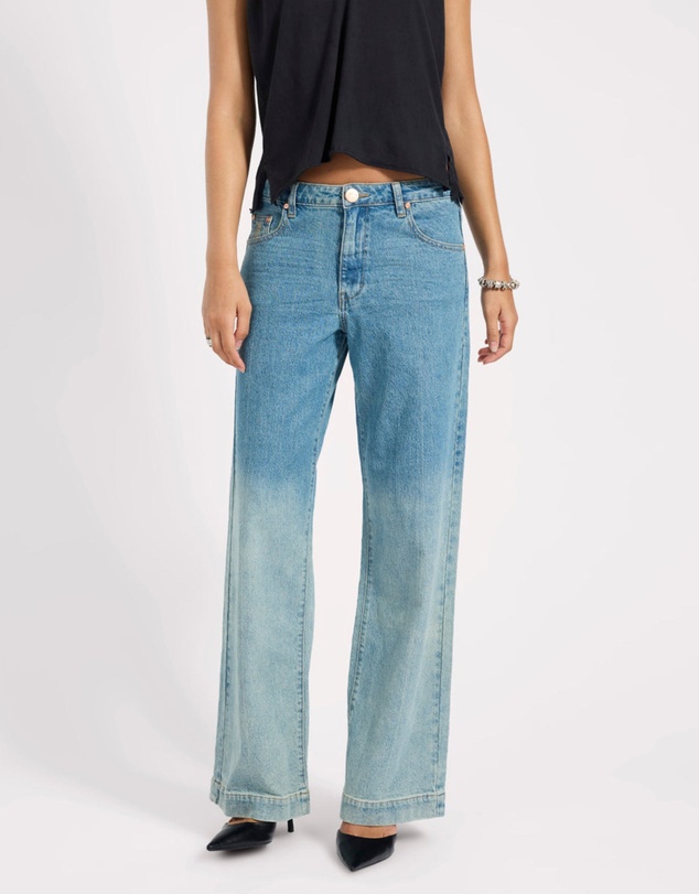 ONE TEASPOON - Low Riders Low Waist Wide Leg Denim Jeans - Texas Blue