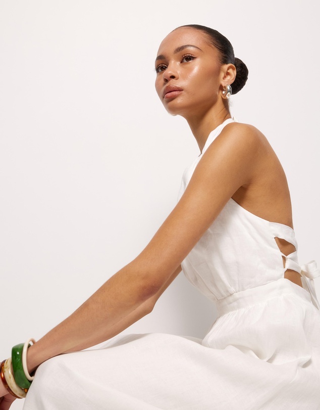 AERE - Tali Linen Cross Back Midi Dress