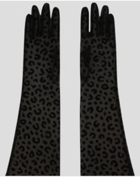 High Heel Jungle - Queen Leopard Print Sheer Mesh 55cm Opera Length Glove