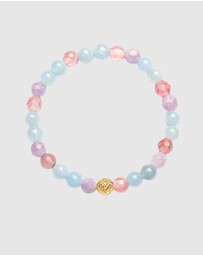 Nialaya Jewellery - Women's Wristband with Cherry Quartz, Amethyst Lavender and Aquamarine