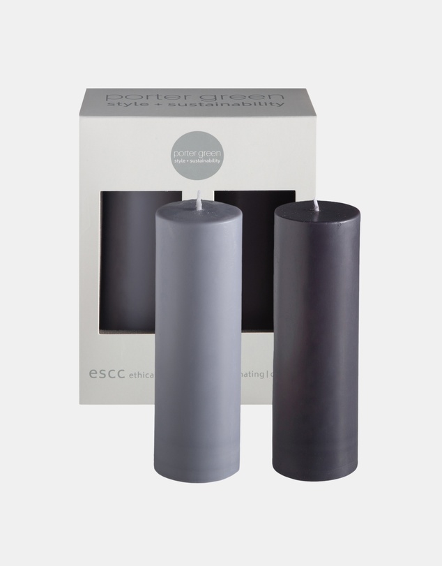 porter green - escc medium pillar candle soy-blend unscented candles