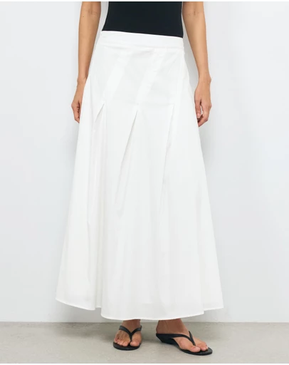 AERE - Tahlia Soft Pleat A-Line Maxi Skirt