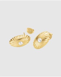 Rosefield - Bold Solitary Gold Texture Studs and Necklace Set