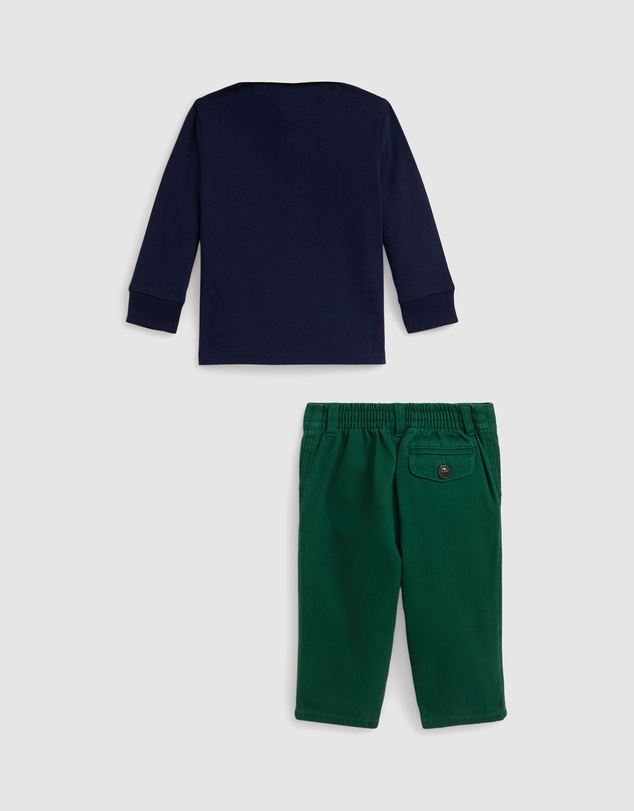 Polo Ralph Lauren - Logo Cotton Rugby Shirt & Chino Pants Set - Babies