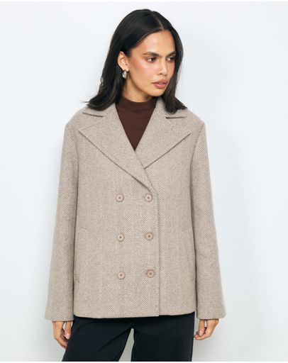 Brown & Cream Herringbone