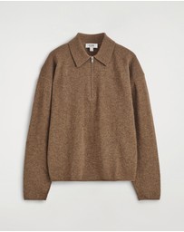 COS - Merino Wool-Yak Zip-Up Polo Shirt