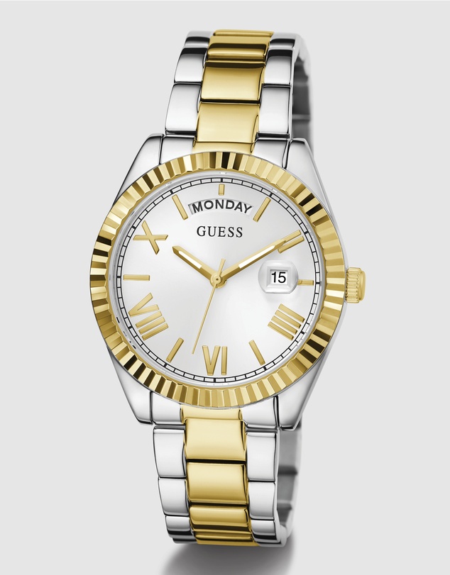 GUESS - Two-Tone Day/Date 36mm White Dial Women's Watch