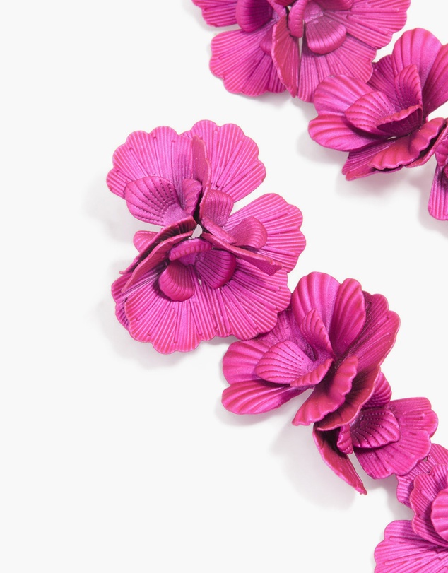 Lovisa - Fuschia Pink Coated Metal Triple Flower Drop Earrings
