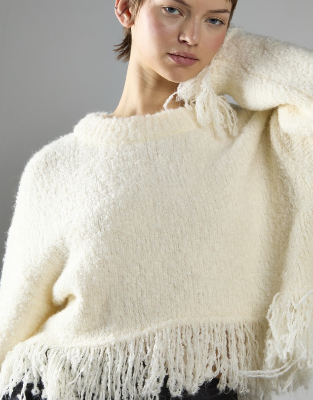 Glamorous - Fringe-Trim Long Sleeve-Jumper