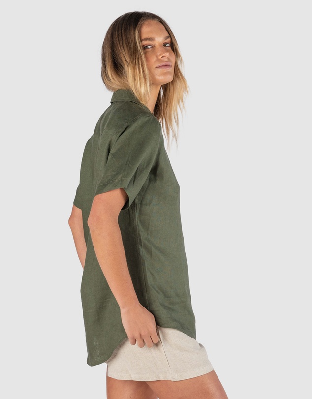 CAMIXA - REVERE Open Collar Short Sleeve Linen shirt