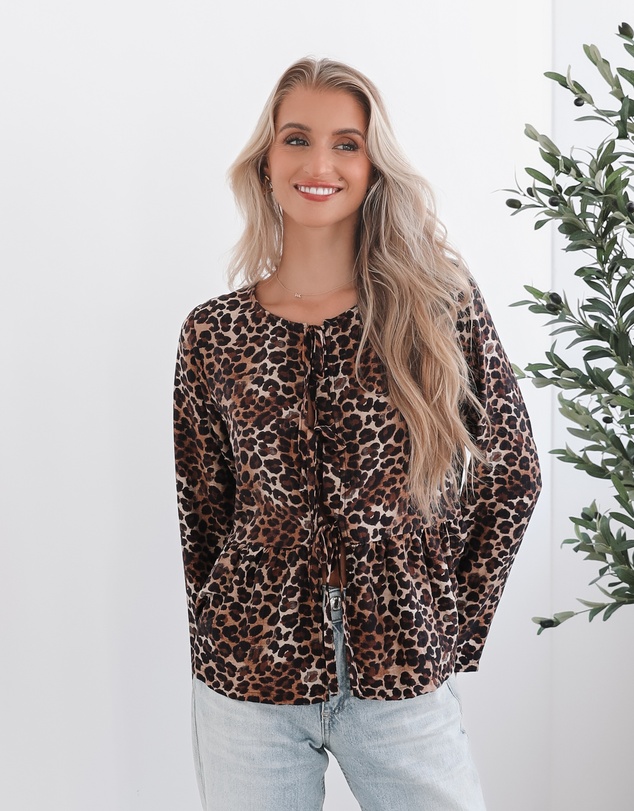 Esther & Co - Saveria Top - Brown Print