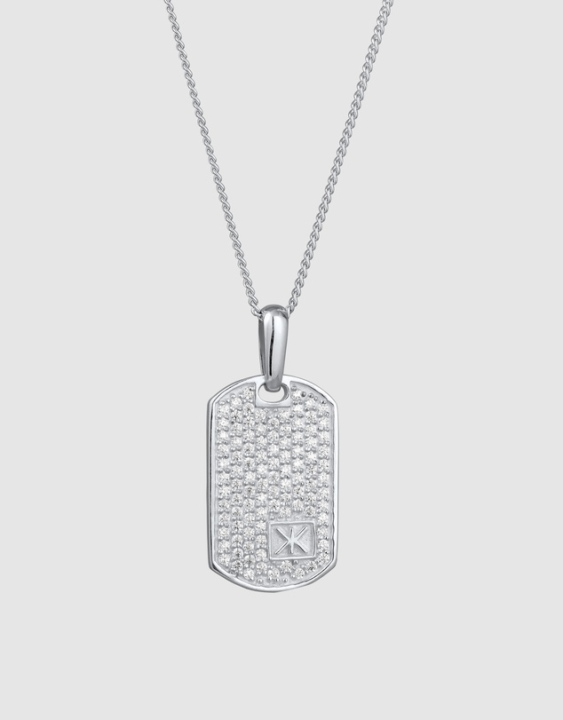 Kuzzoi - ICONIC EXCLUSIVE - Hammered Dog Tag Pendant Necklace in 925 Silver