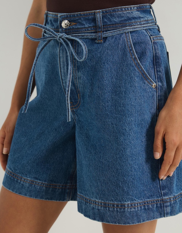 Atmos&Here - Selena Bermuda Denim Shorts With Belt