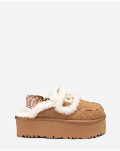 Ozwear Connection Uggs - Ugg Violet Matelassé Shearling Super Platform (6cm) Slipper (Elastic Logo) (Detachable Feature)