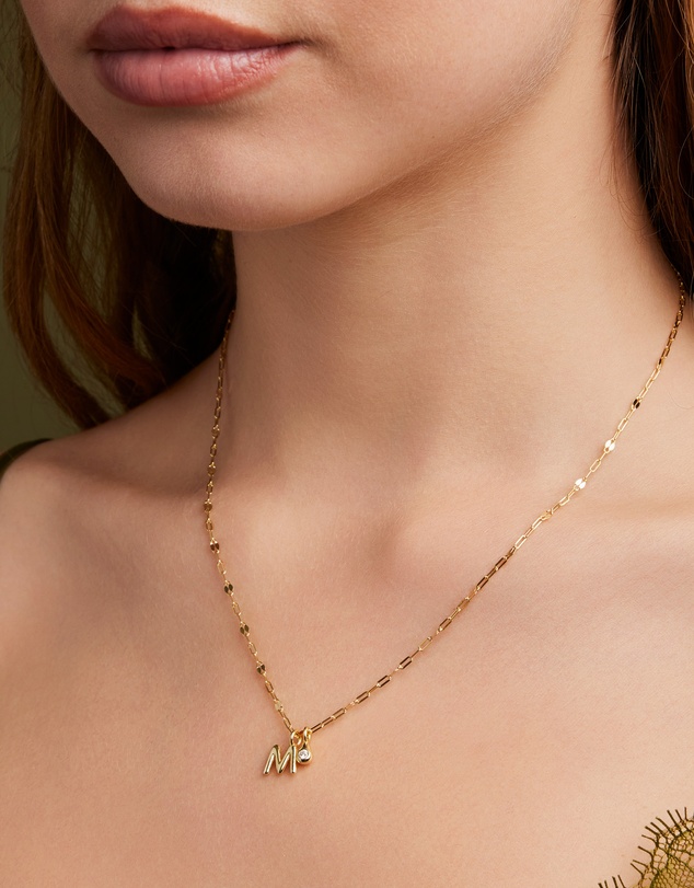 Zoe Olivia - 14K Gold Vermeil Imprint Initial M Cubic Zirconia Necklace